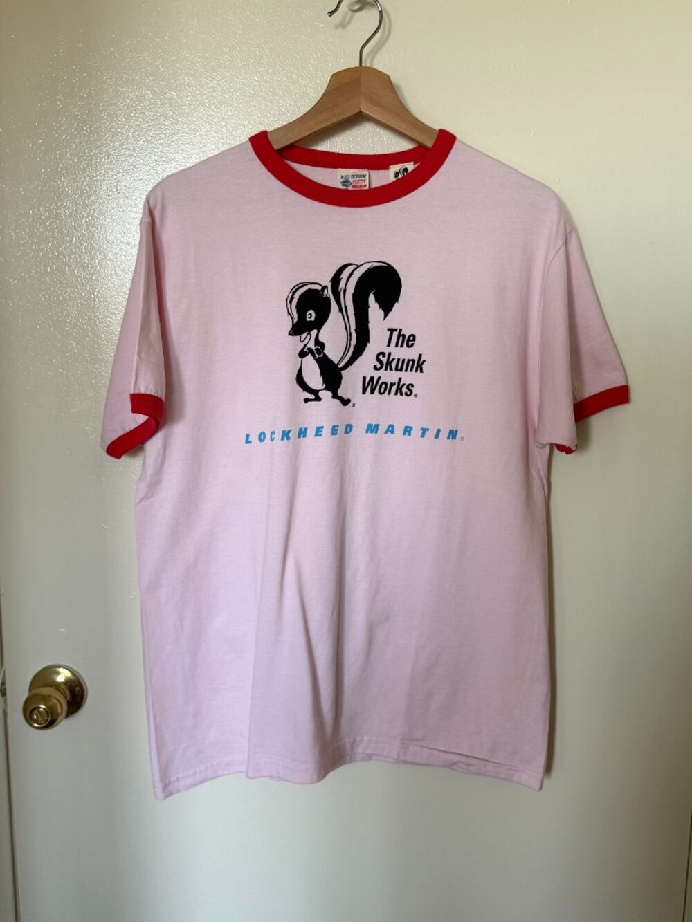 NWT Buzz Rickson x The Skunk Works Pink Graphic Ringer T Shirt L